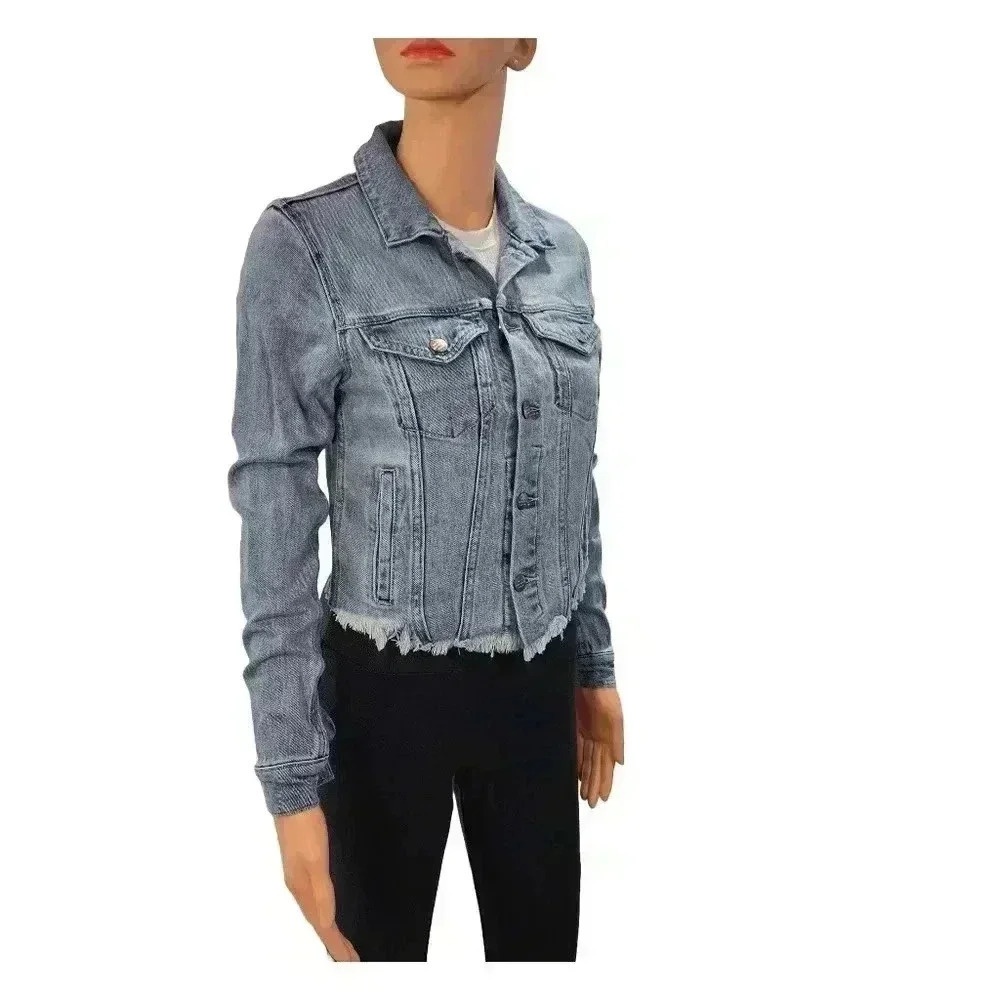 Light Wash Distressed Denim Jacket - Never Worn - Picture 2 of 7